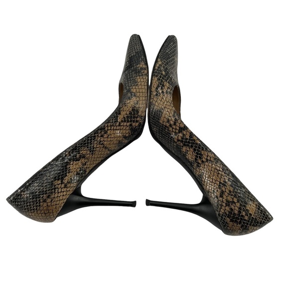 Stuart Weitzman Brown Pointed Toe Snakeskin Heels Size 8 1/2 Women’s - Picture 3 of 9